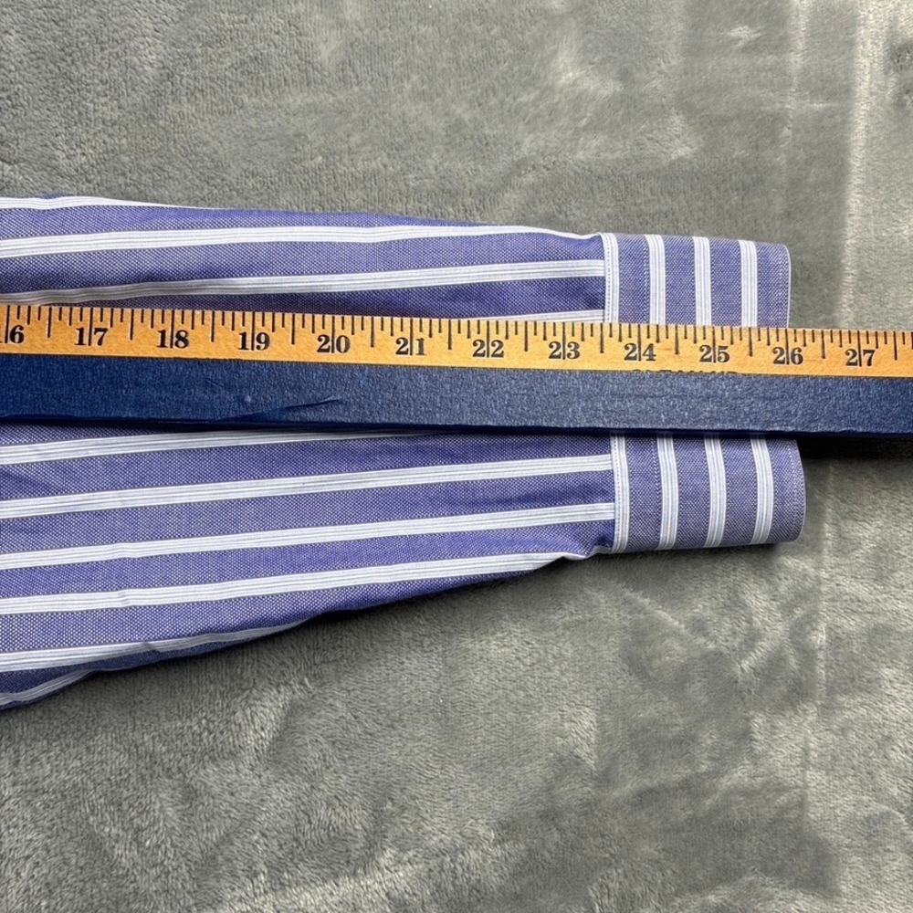 Banana Republic Fitted Blue White Stripe Dress‎ Shirt XL 17-17 1/2 Cotton - Picture 13 of 14
